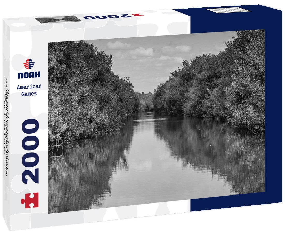 Noah Jigsaw Puzzle Sky and trees reflected on the lagoon at Biscayne National Park in black white 2000 pieces