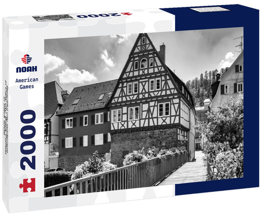 Noah Jigsaw Puzzle Beautiful city landscape in Calw city, Black Forrest in black white 2000 pieces