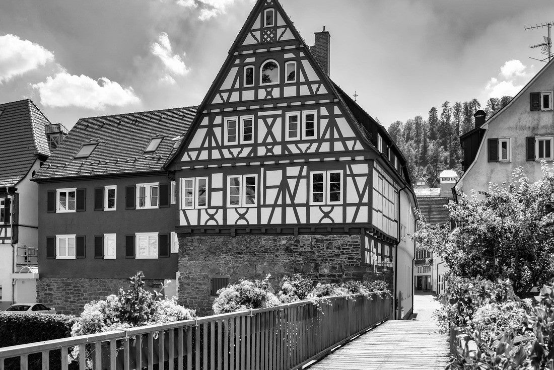 Noah Jigsaw Puzzle Beautiful city landscape in Calw city, Black Forrest in black white 2000 pieces