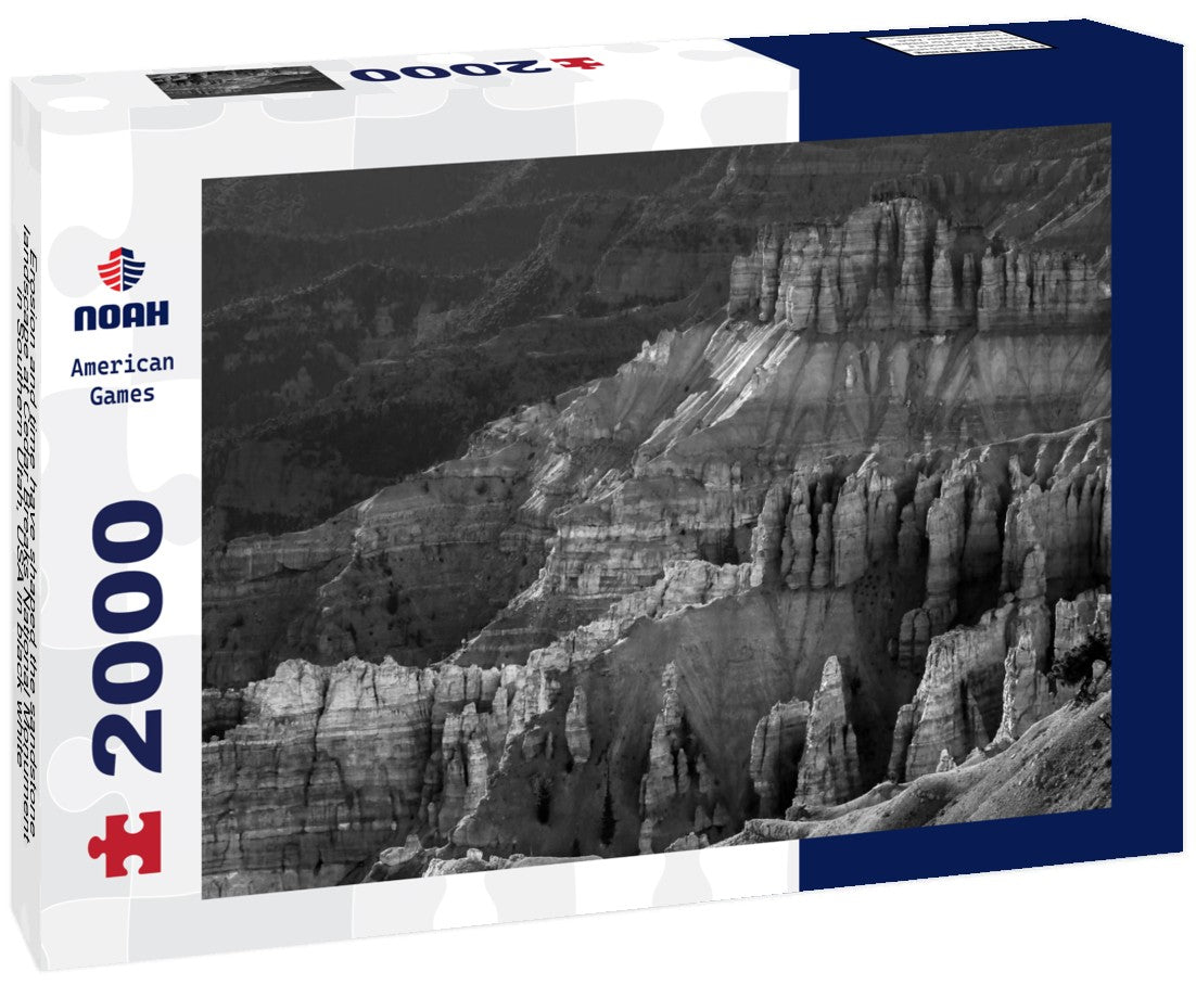 Erosion and time have shaped the sandstone landscape at Cedar Breaks National Monument in Southern Utah, USA 2000pc PuzzleBlack and White