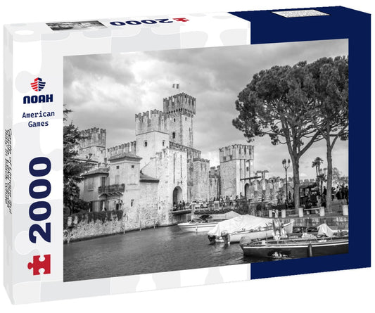 Noah Jigsaw Puzzle Castle of Limone Sul Garda, Lake Garda, Italy in black white 2000 pieces