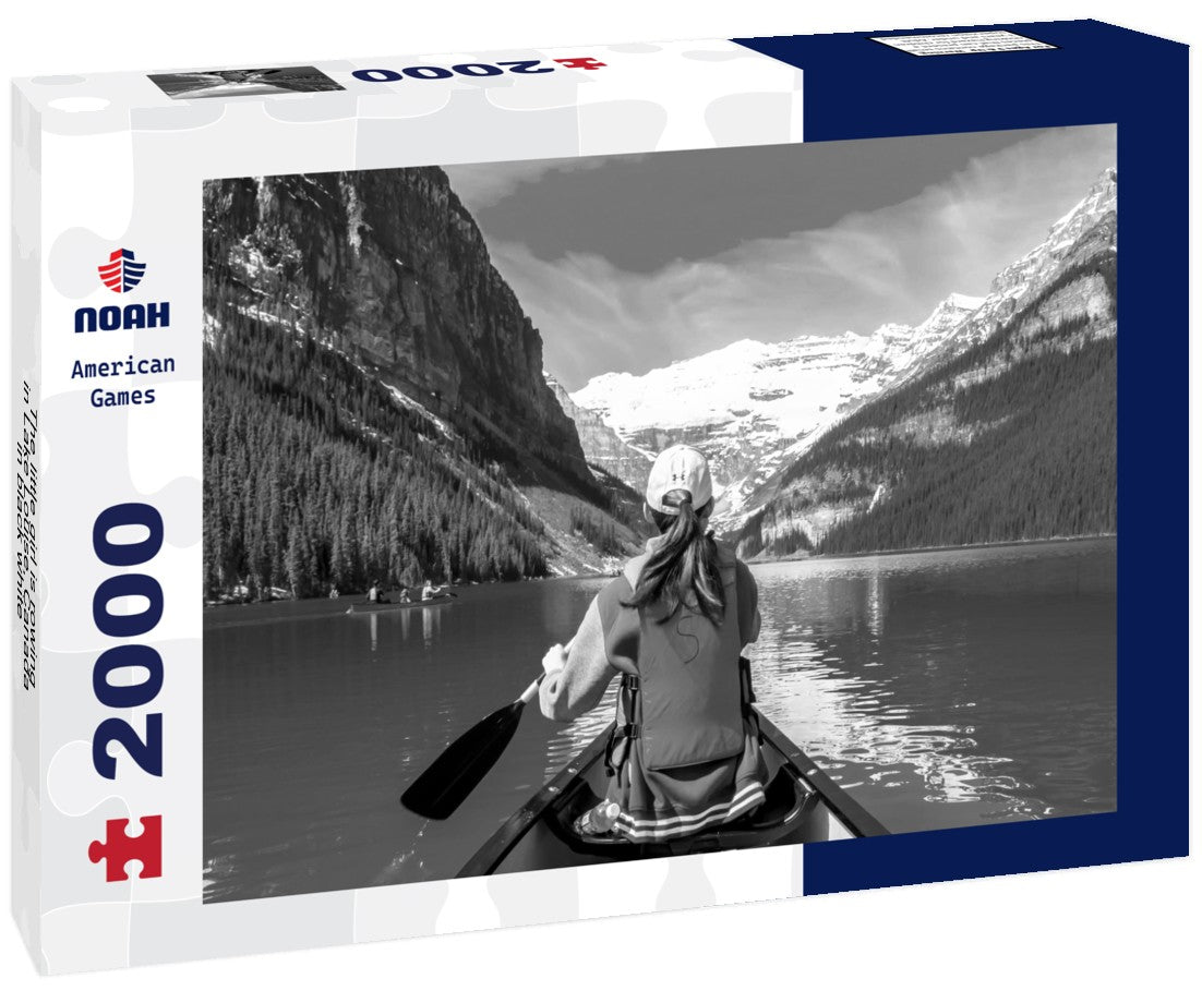Noah Jigsaw Puzzle The little girl is rowing in Lake Louise, Canada in black white 2000 pieces