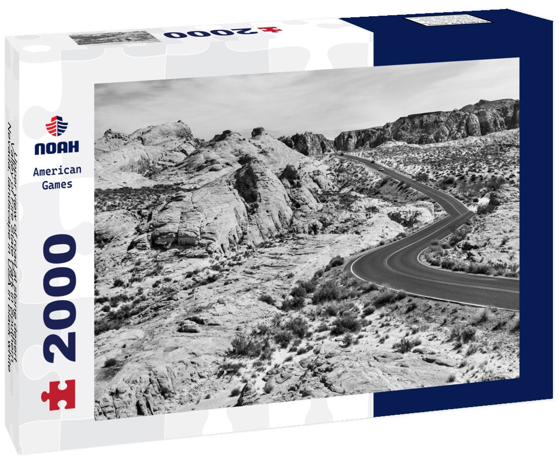 Noah Jigsaw Puzzle Upper view of road at stone desert, Valley of Fire State Park in Southern Nevada, landscape in USA in black white 2000 pieces