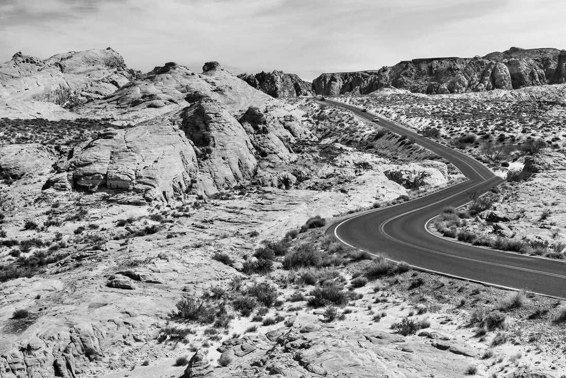 Noah Jigsaw Puzzle Upper view of road at stone desert, Valley of Fire State Park in Southern Nevada, landscape in USA in black white 2000 pieces