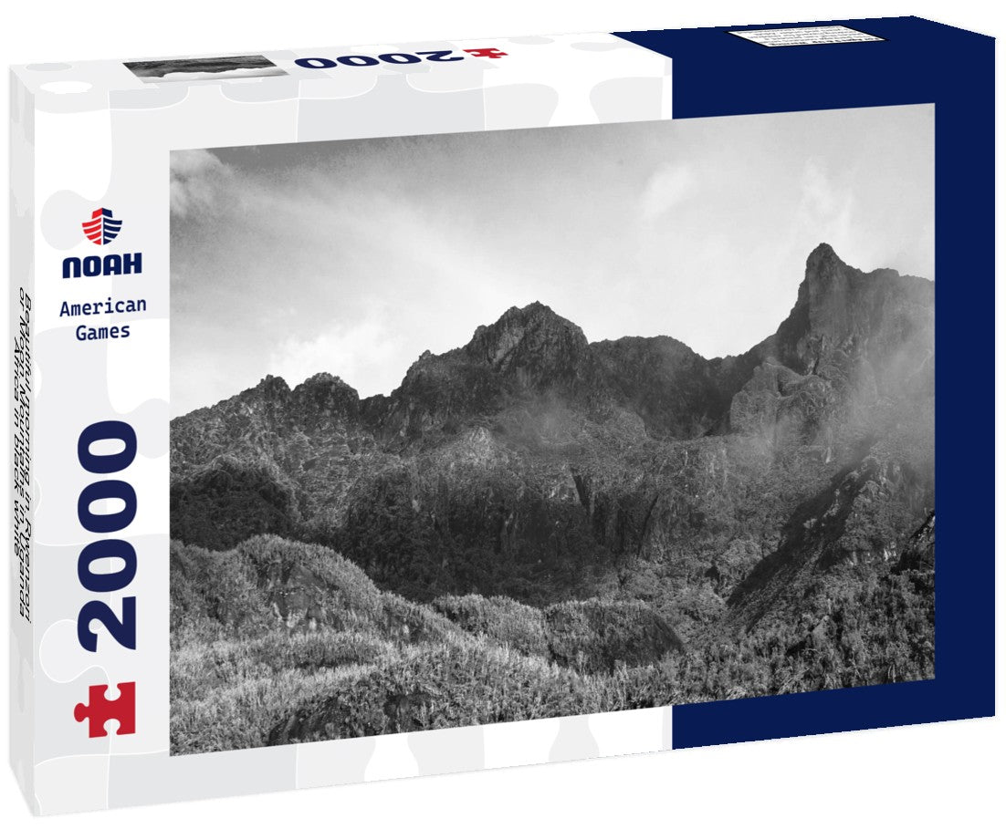 Noah Jigsaw Puzzle Beautiful morning in Rwenzori or Moon Mountains in Uganda, Africa in black white 2000 pieces