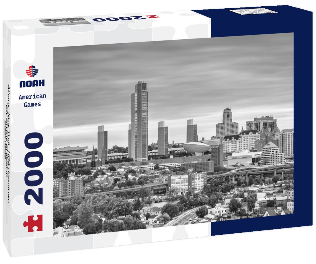 Noah Jigsaw Puzzle Albany, New York, USA downtown city skyline at dusk in black white 2000 pieces