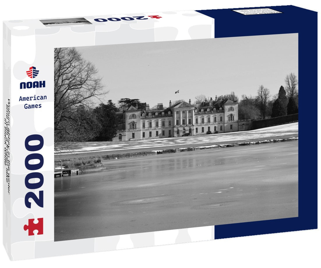 Noah Jigsaw Puzzle Woburn abbey in the winter time with a frozen lake in black white 2000 pieces