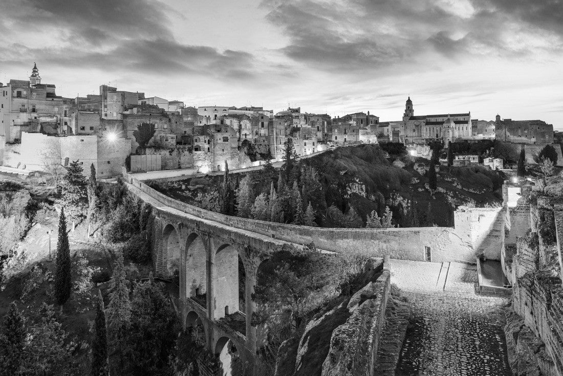 Incredible beginning of spring on Gravina in Puglia. Wonderful morning landscape of Puglia, Italy 2000pc PuzzleBlack and White