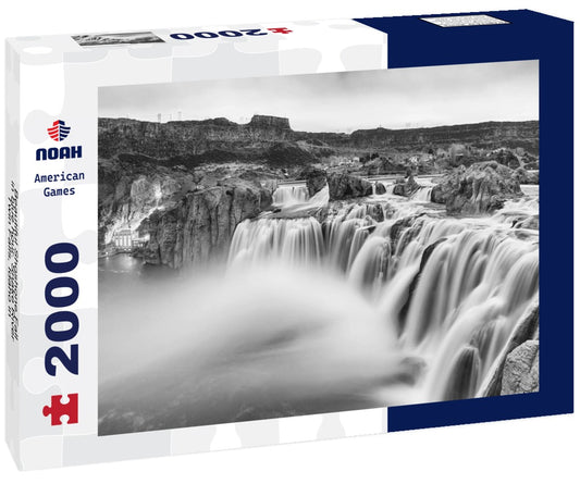 Noah Jigsaw Puzzle Beautiful Shoshone Fall in blue hour. Snake River, Twin Falls, Idaho in black white 2000 pieces