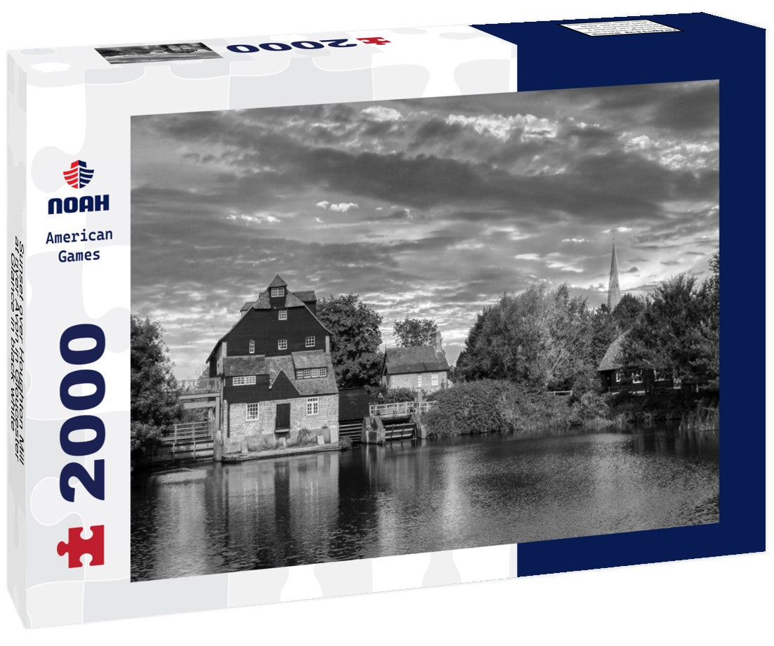 Sunset over Houghton Mill at river Avon in Gloucester-Glance 2000pc PuzzleBlack and White