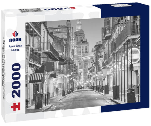 Noah Jigsaw Puzzle Bourbon St, New Orleans, Louisiana, USA cityscape of bars and restaurants at twilight in black white 2000 pieces