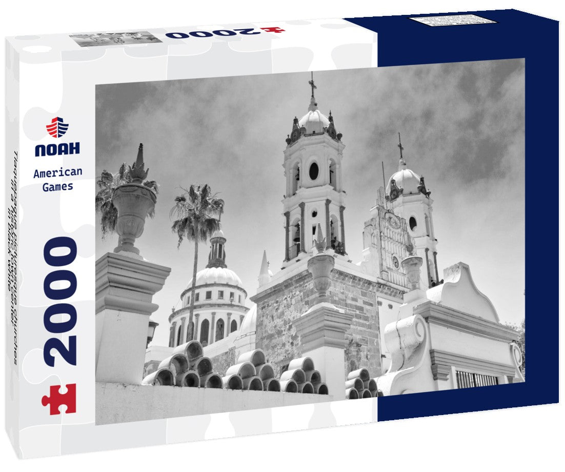 Noah Jigsaw Puzzle Tlaquepaque picturesque churches in a historic town center in black white 2000 pieces