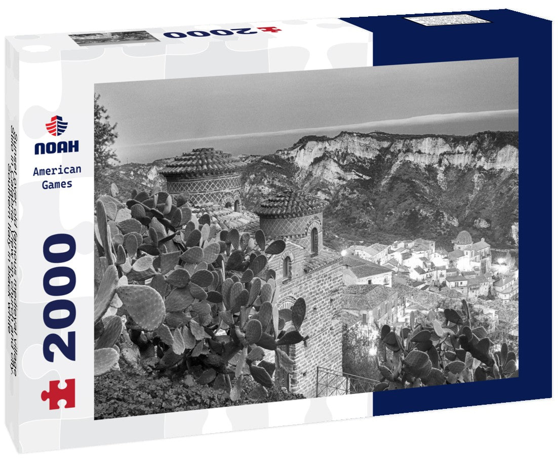 Noah Jigsaw Puzzle Sunset over old famous medieval village Stilo in Calabria. View on church and city. Southern Italy in black white 2000 pieces