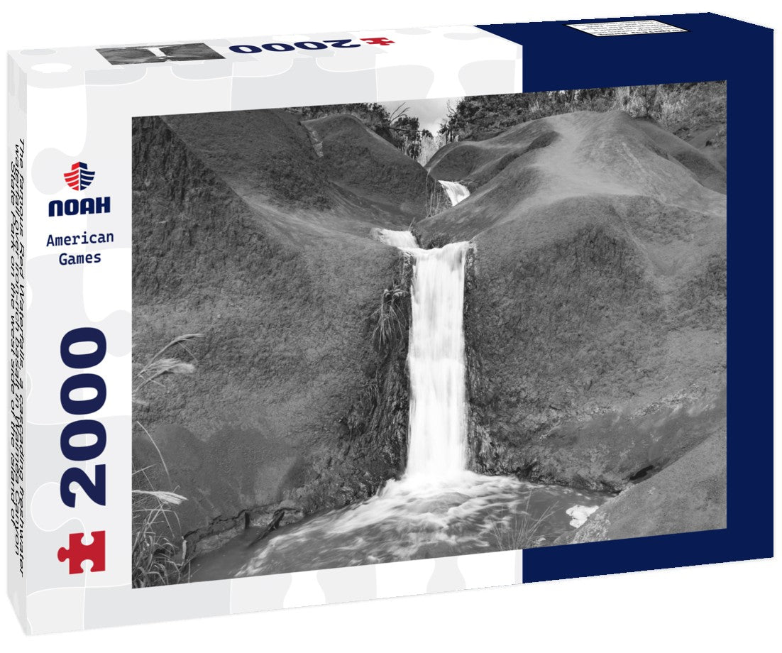 Noah Jigsaw Puzzle The famous Red Waterfalls, a cascading freshwater waterfall over iron-rich basalt in Waimea Canyon State Park on the west side of the island of Kauai, Hawaii, USA in black white 2000 pieces
