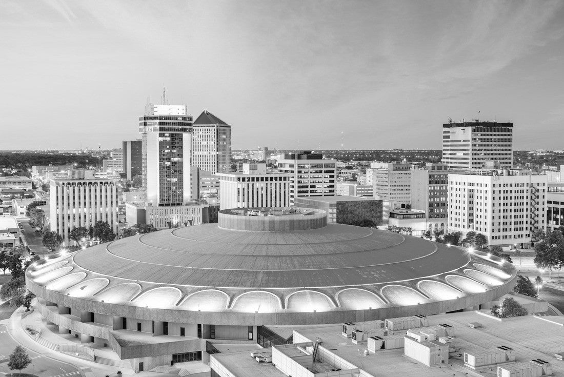 Noah Jigsaw Puzzle Wichita, Kansas, USA City skyline in the city center at sunset in black white 2000 pieces