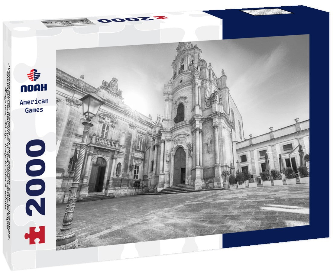 Noah Jigsaw Puzzle Architectural details of the church San Giuseppe. Historic center built in the late baroque style. Ragusa, Sicily, Italy in black white 2000 pieces