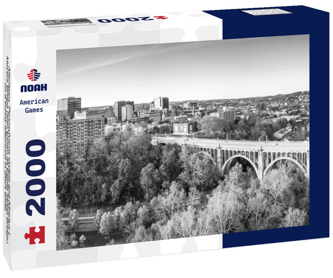 Allentown, Pennsylvania skyline and Albertus L. Meyers Bridge (also known as Eighth Street Bridge) on a sunny afternoon 2000pc PuzzleBlack and White