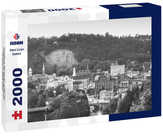 Noah Jigsaw Puzzle Frankfort, Kentucky, USA City skyline at the Kentucky River at dusk in black white 2000 pieces