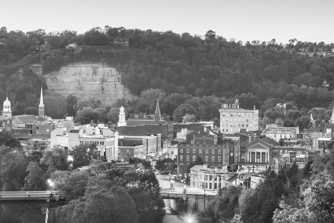 Frankfort, Kentucky, USA City skyline at the Kentucky River at dusk 2000pc PuzzleBlack and White