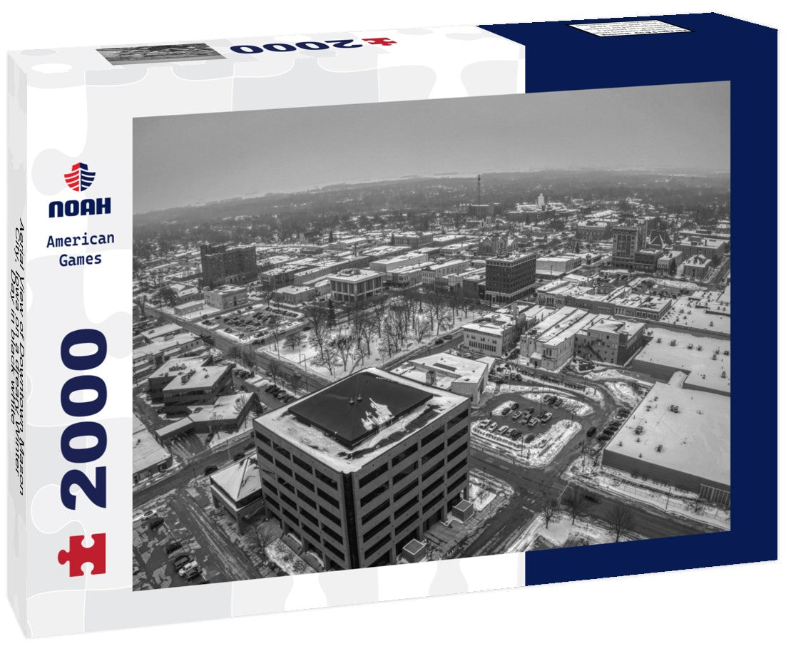 Aerial View of Downtown Mason City, Iowa on a dreary Winter Day 2000pc PuzzleBlack and White