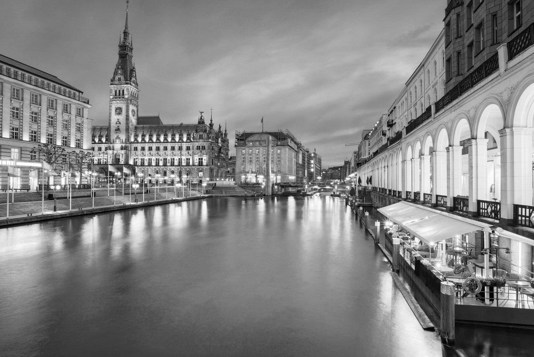 Hamburg, Germany. Cityscape image of Hamburg downtown with City Hall during sunset 2000pc PuzzleBlack and White