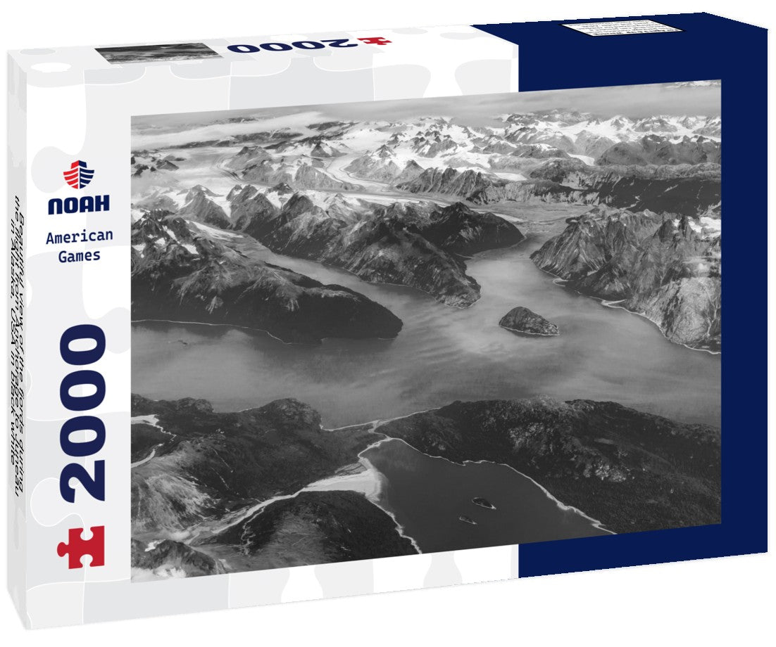 Beautiful view of the fjords during the flight from Anchorage to Juneau in Alaska, USA 2000pc PuzzleBlack and White