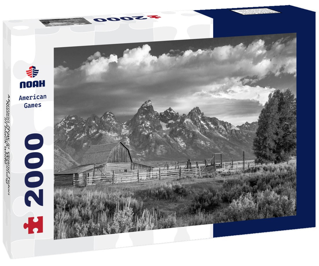 Noah Jigsaw Puzzle Mormon Row in Grand Teton National Park, Wyoming in black white 2000 pieces