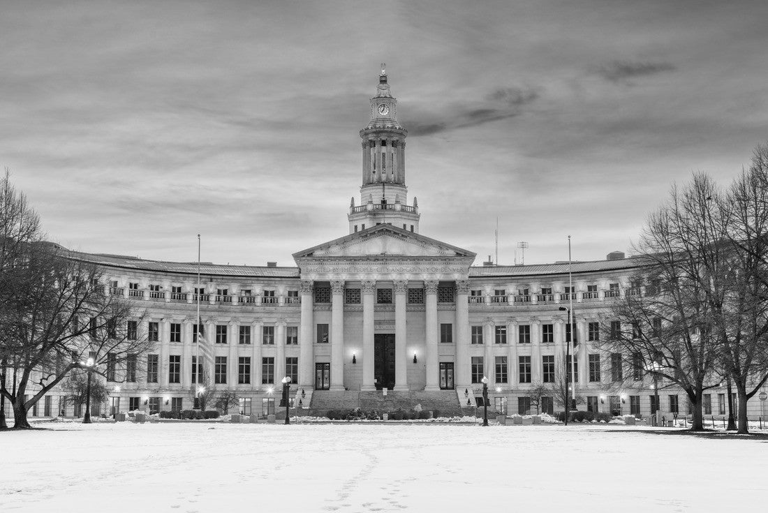 Denver, Colorado, USA City and County Building at dusk in winter 2000pc PuzzleBlack and White