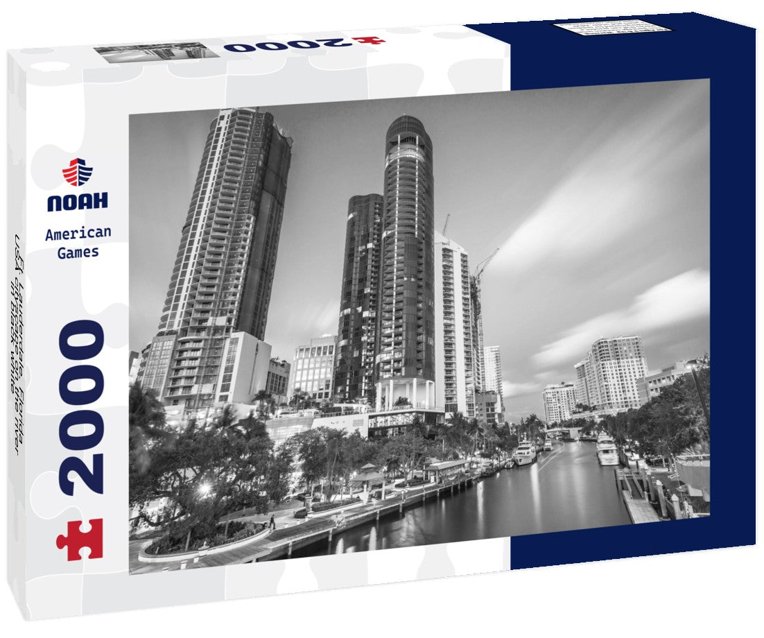 Ft. Lauderdale, Florida, USA cityscape on the river 2000pc PuzzleBlack and White