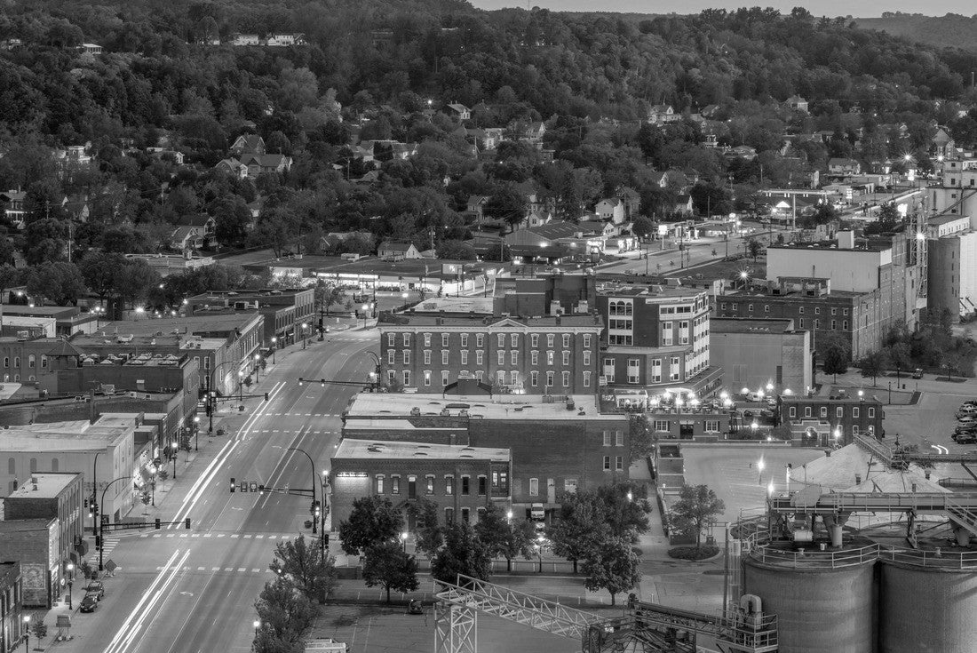 A Medium Long Exposure Shot of Downtown Rural Red Wing, Minnesota during a Summer Twilight 2000pc PuzzleBlack and White