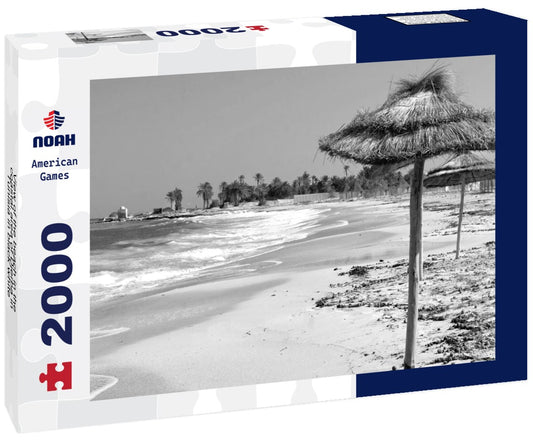 Noah Jigsaw Puzzle View of the beach in the coastal area of Djerba in Tunisia in black white 2000 pieces