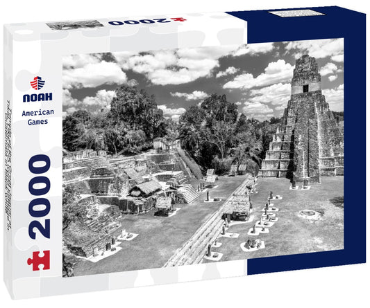 Noah Jigsaw Puzzle Temple of the Great Jaguar at Tikal. UNESCO world heritage in Guatemala in black white 2000 pieces