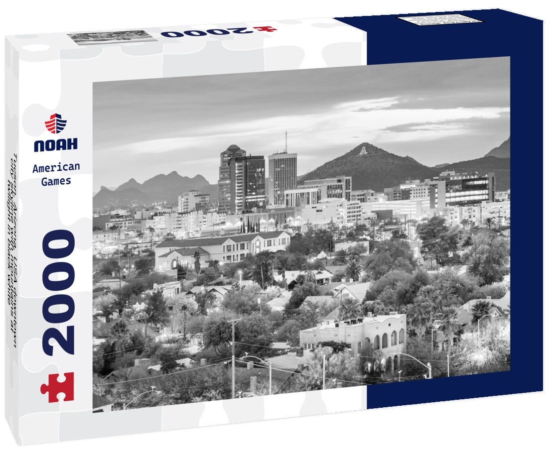 Tucson, Arizona, USA downtown city skyline with mountains at twilight 2000pc PuzzleBlack and White