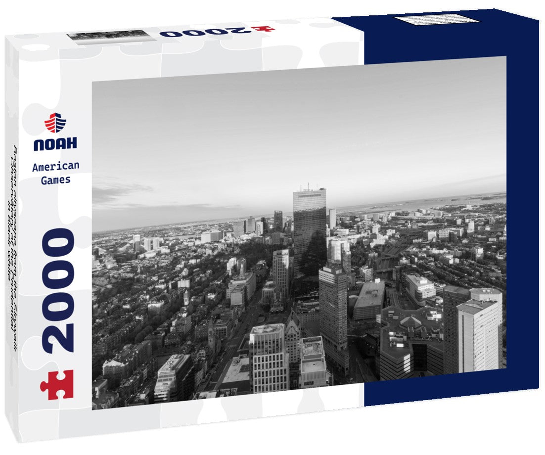 Boston cityscape from the Skywalk Observatory of the Prudential 2000pc PuzzleBlack and White