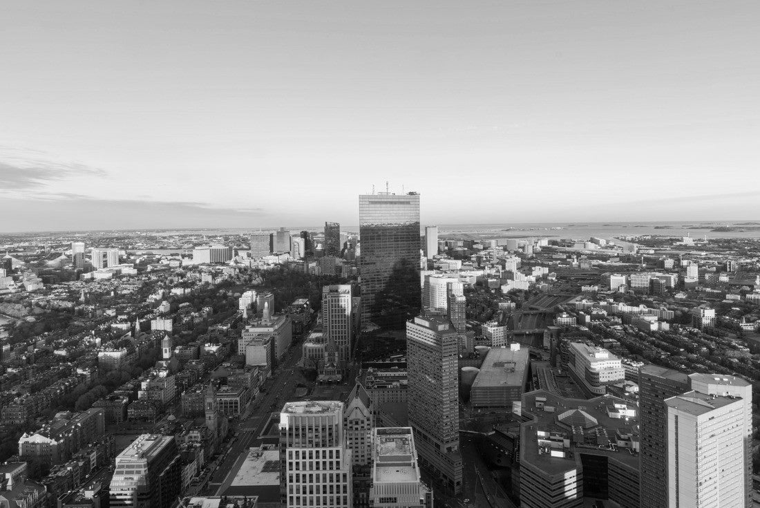 Boston cityscape from the Skywalk Observatory of the Prudential 2000pc PuzzleBlack and White