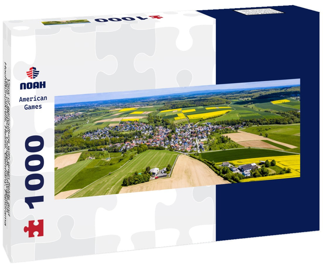 agriculture with grain fields and rape cultivation, Usingen, Schwalbach, Hochtaunuskreis, Hesse, Germany 1000pc Panoramic Puzzle