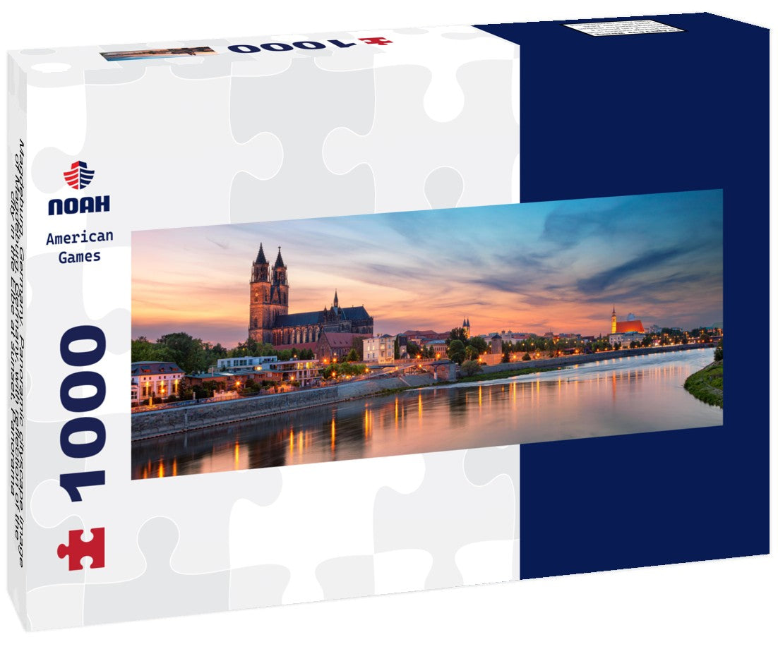 Noah Jigsaw PuzzleMagdeburg, Germany. Panoramic cityscape image of Magdeburg, Germany, with reflection of the city in the Elbe at sunset, Panorama 1000 Pieces