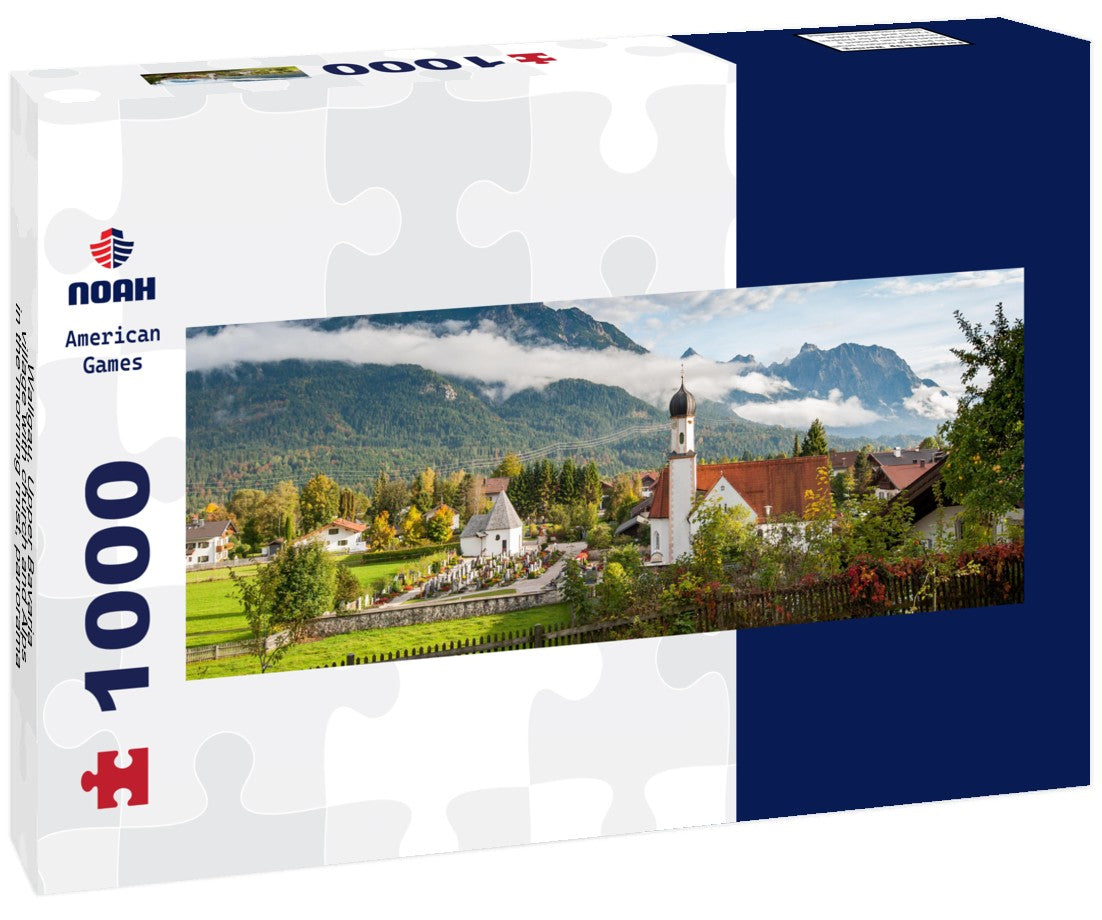Noah Jigsaw PuzzleWallgau, Upper Bavaria, village with church and Alps in the morning mist, Panorama 1000 Pieces