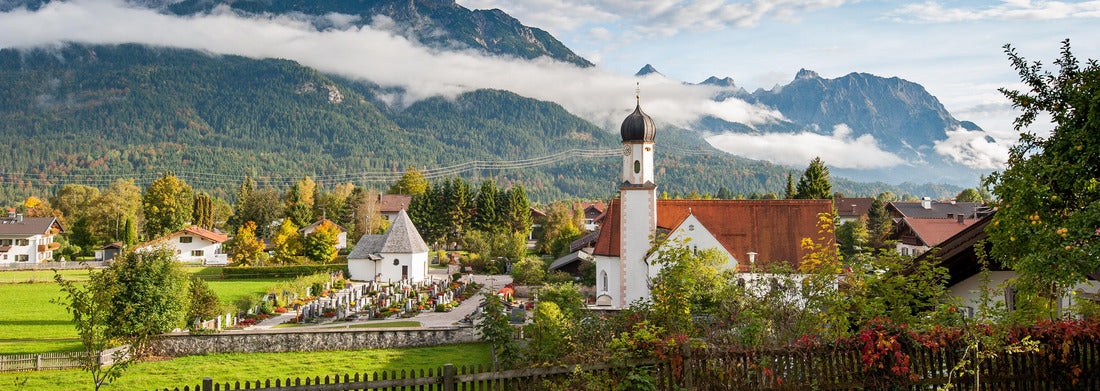 Noah Jigsaw PuzzleWallgau, Upper Bavaria, village with church and Alps in the morning mist, Panorama 1000 Pieces