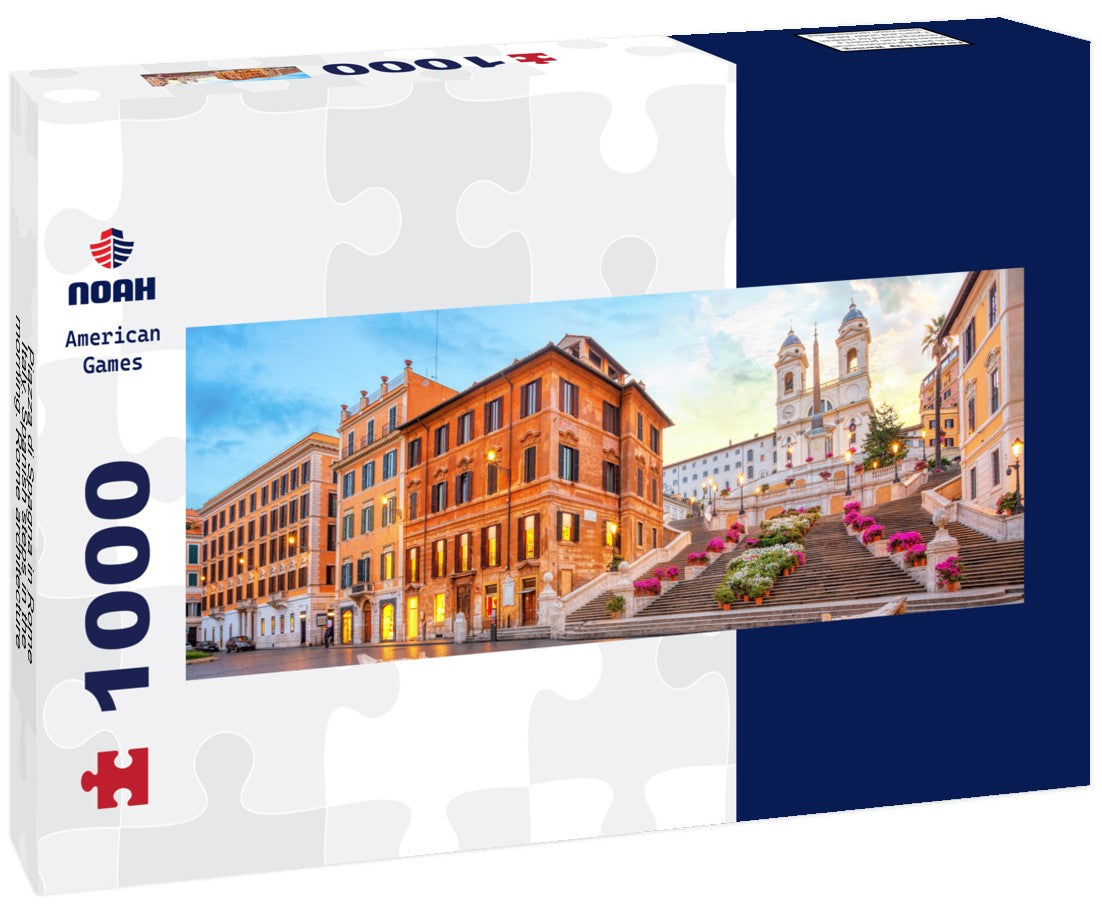 Piazza di Spagna in Rome, Italy. Spanish steps in the morning. Rome architecture and landmarks 1000pc Panoramic Puzzle