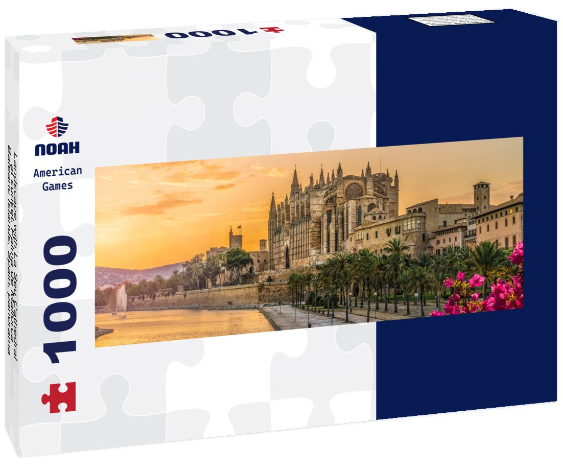 Noah Jigsaw PuzzleLandscape with La Seu Cathedral at sunset, Palma de Mallorca, Balearic Islands, Spain, Panorama 1000 Pieces