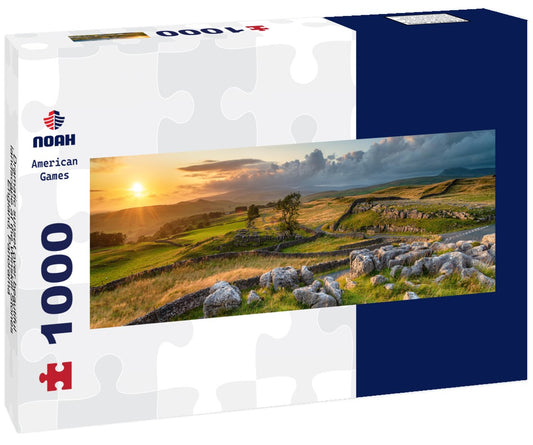 Noah Jigsaw PuzzleDramatic sunset over beautiful landscape at the Winskill Stones, England, Panorama 1000 Pieces