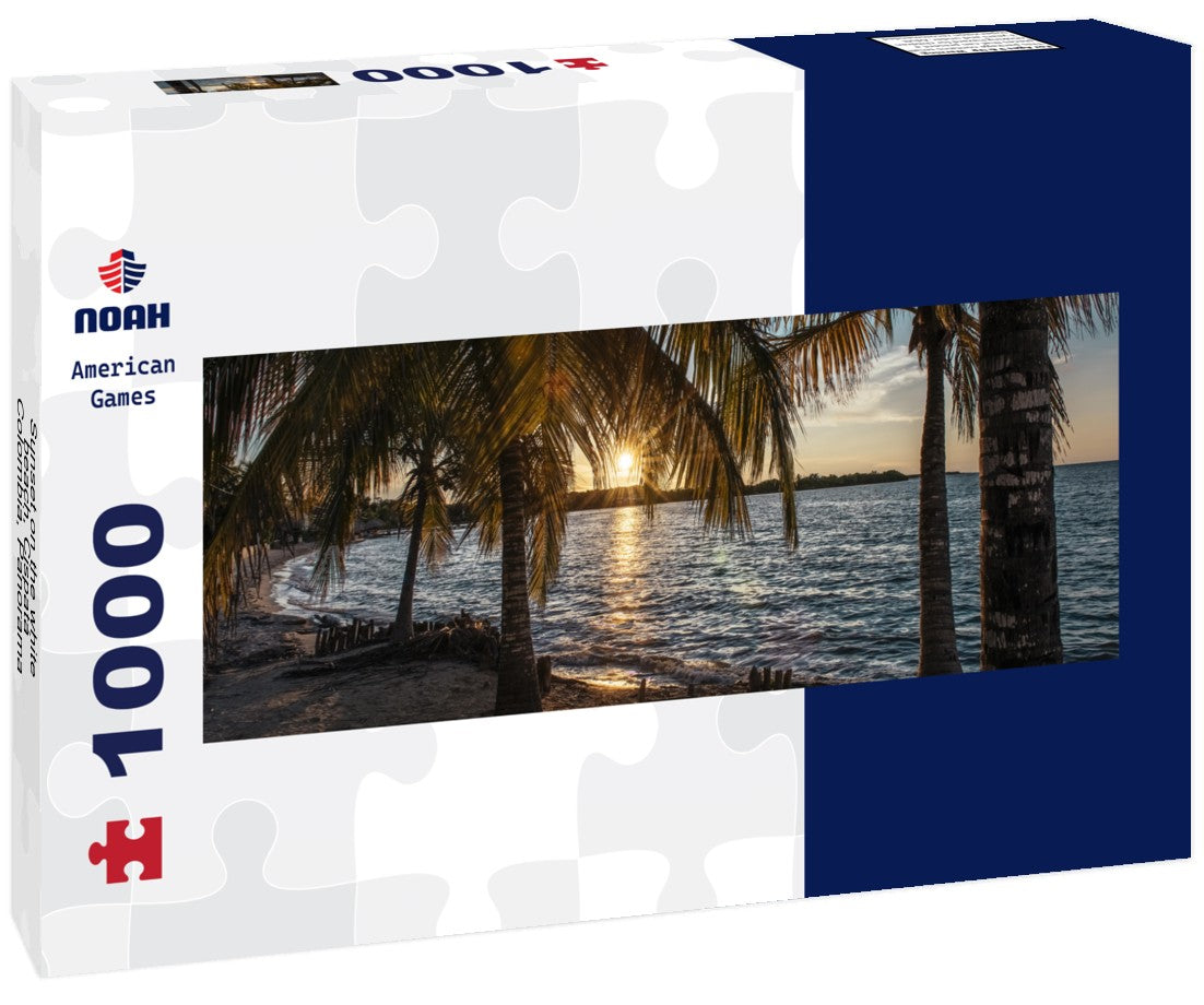 Sunset on the white beach, Cispatá - Colombia 1000pc Panoramic Puzzle