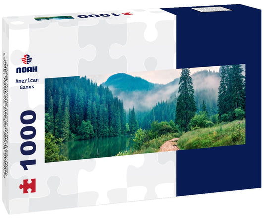 Noah Jigsaw PuzzleFoggy morning scene of the Lacu Rosu lake. Foggy summer sunrise in Harghita County, Romania, Europe. Beauty of nature concept background, Panorama 1000 Pieces