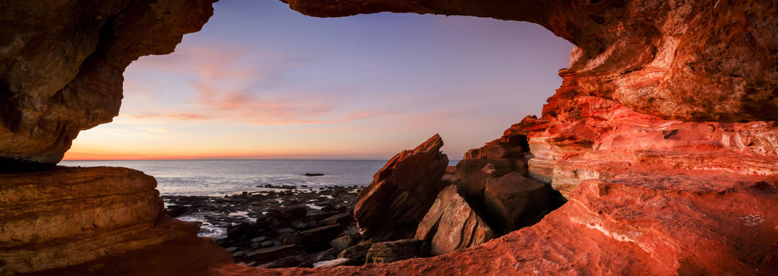 Noah Jigsaw PuzzleView from a small cave at Gantheaume Point Broome Western Australia at sunset, Panorama 1000 Pieces