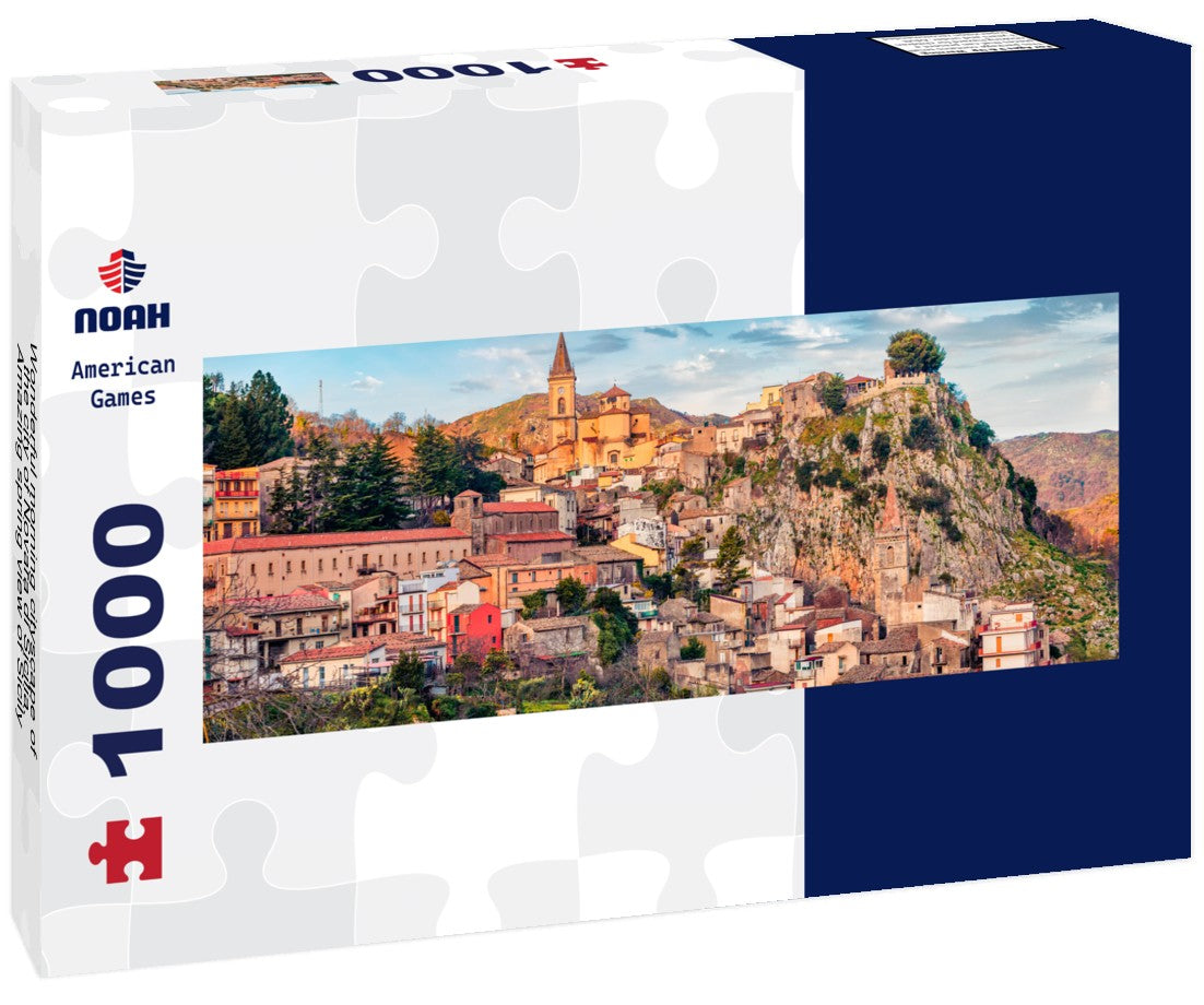 Noah Jigsaw Puzzle Wonderful morning cityscape of the city of Novara di Sicilia. Amazing spring view of Sicily, Italy, Europe, Panorama 1000 Pieces