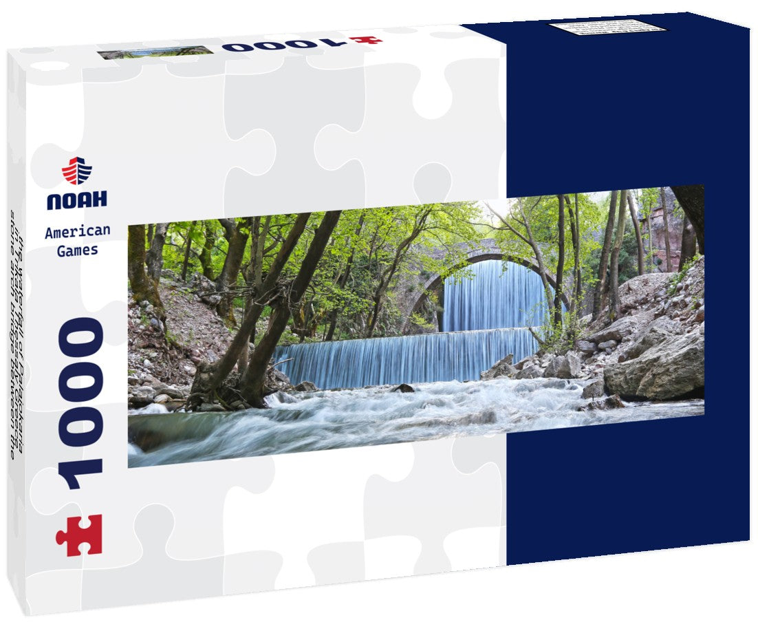 Noah Jigsaw Puzzle the waterfall of Palaiokaria in Trikala Thessaly Greece - stone arch bridge between the two waterfalls, Panorama 1000 Pieces