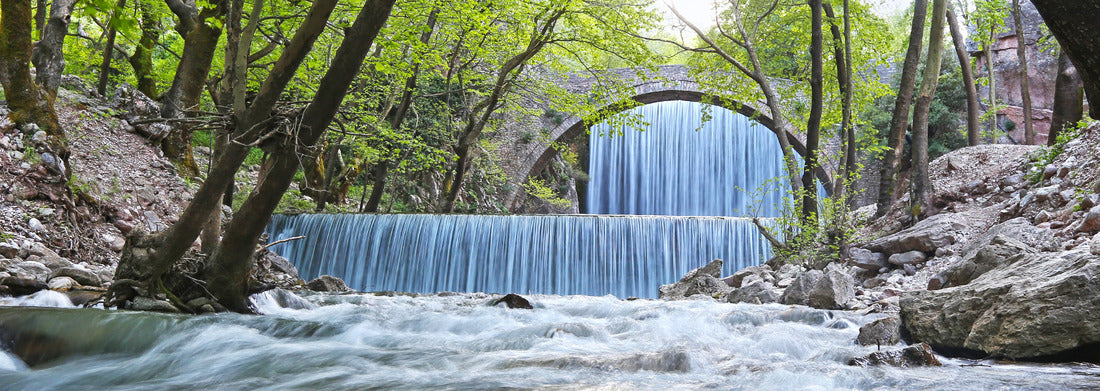 Noah Jigsaw Puzzle the waterfall of Palaiokaria in Trikala Thessaly Greece - stone arch bridge between the two waterfalls, Panorama 1000 Pieces