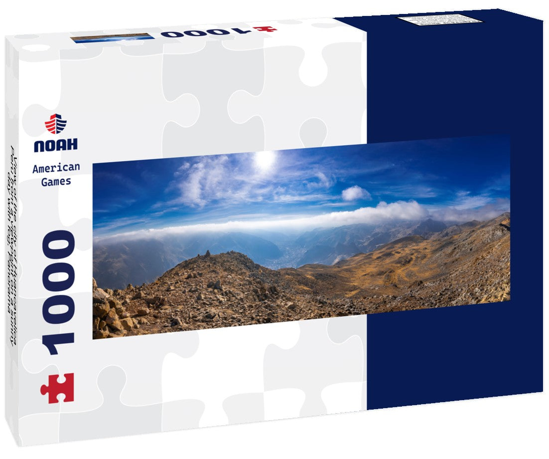 Noah Jigsaw Puzzle View of the city of Huancavelica Peru from a viewpoint on a sunny day with fog, Panorama 1000 Pieces