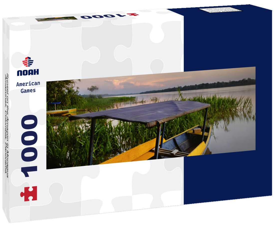Sunset on the Amazon in Mocagua, Amazonas, Colombia 1000pc Panoramic Puzzle